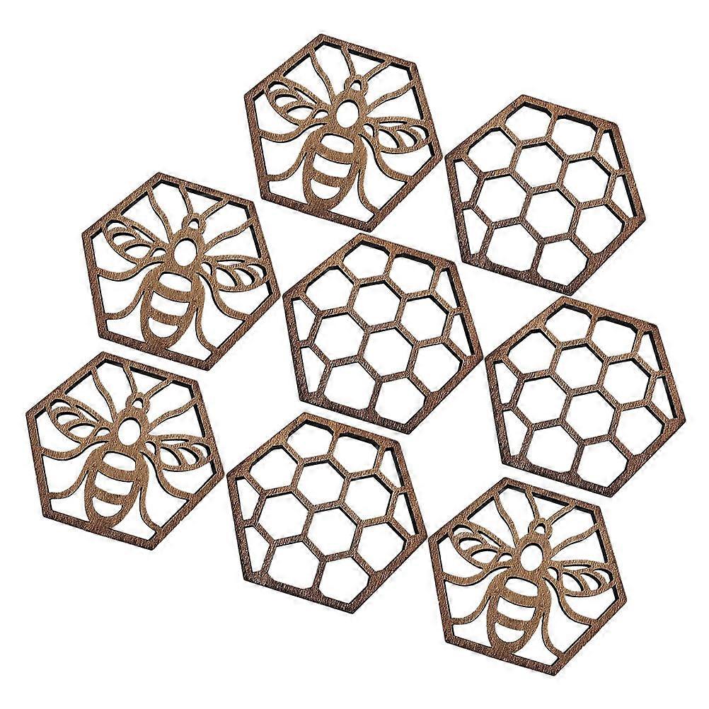 Wood Cup Mats Minimalist Design Office Use Non-Slip 10.00X8.00X0.40CM 8Pcs