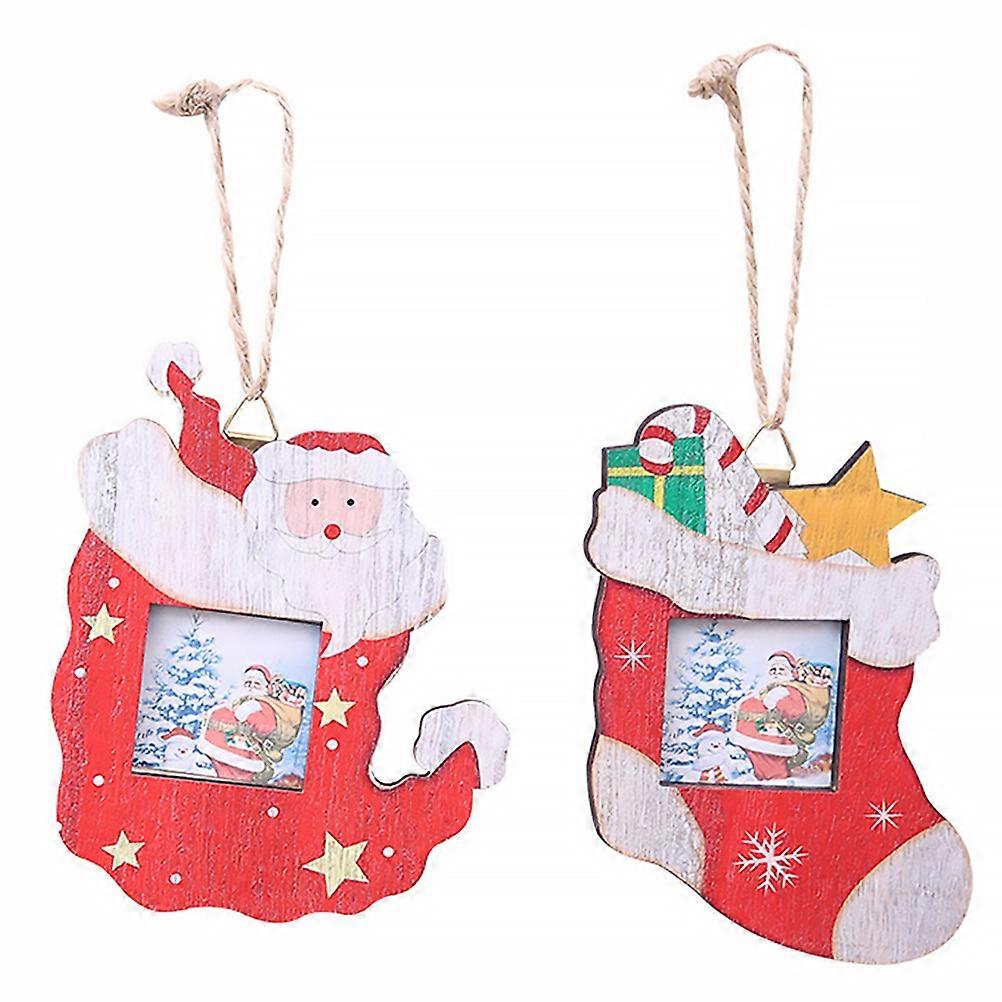 Decorative Holiday Frame Wood Picture Frame Christmas Home Decor Rectangular Shape 12x9.5cm 2Pcs