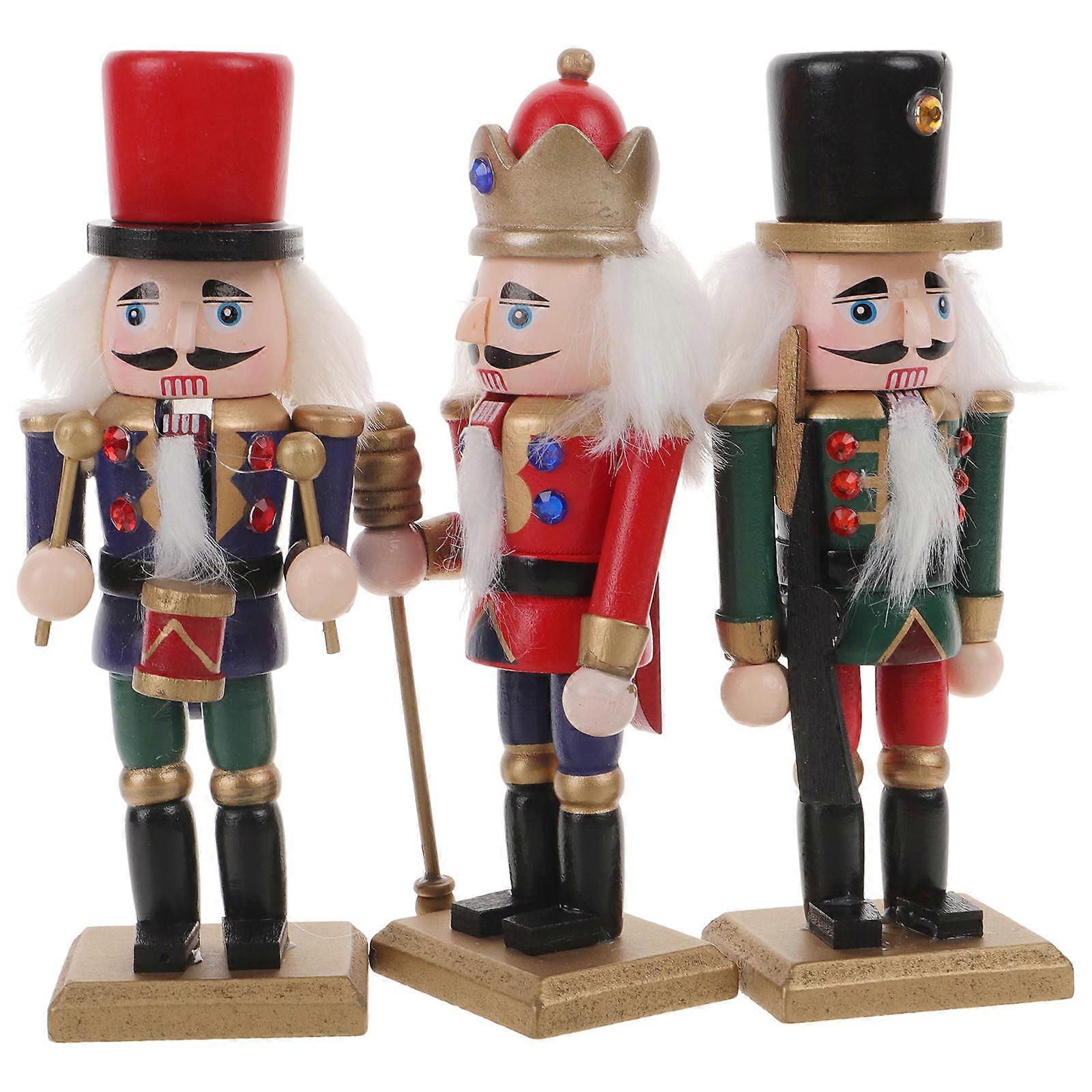 Puppet Nutcrackers Home Decoration Classic Nutcracker Design Red Celebration 3Pcs