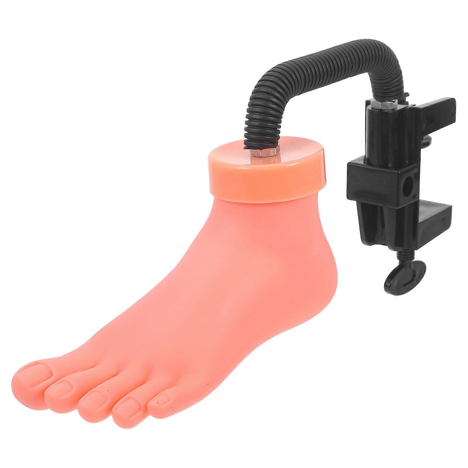 Pink Foot Model for Nail Art Use Durable Lightweight PVC Material with Real Skin Touch 8 Inches