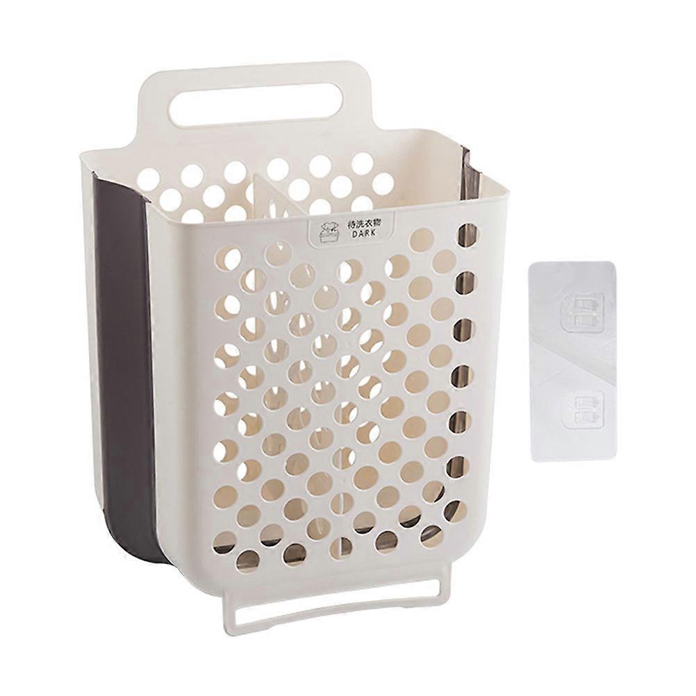 Collapsible Plastic Laundry Basket Wall Mounted Hamper for Clothes & Blankets Space Saving Strong Load Capacity Comfortable Handles