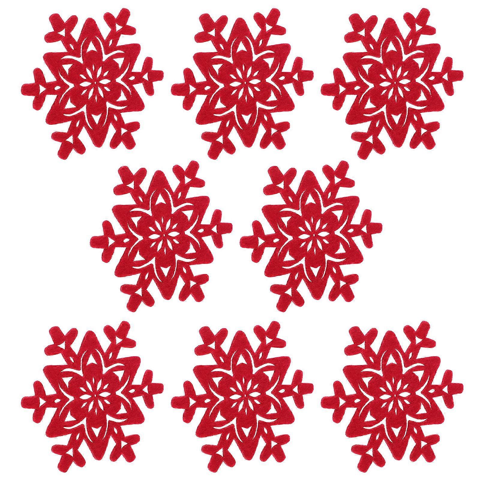 Insulated Coasters Round Felt Protect Furniture Surface Holiday Red Coasters For Home Users 10X10cm 8Pcs