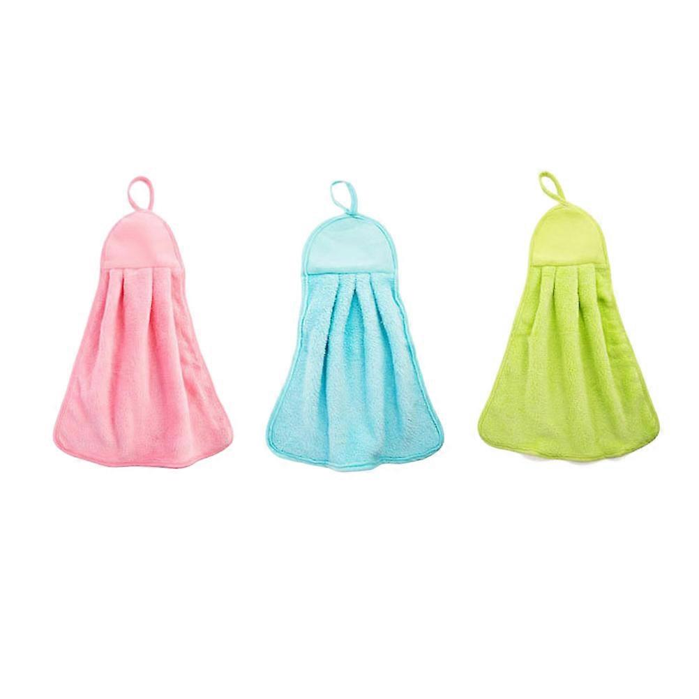 Hemoton 2 Pcs Strong Absorbent Hanging Cleaning Cloth Non Stick Oilproof Dish Cloth Kitchen Cleaning Towel Random Color