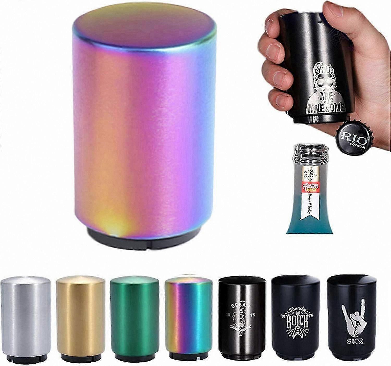 Stainless Steel Magnetic Push-Down Beer Bottle Opener with Automatic Functionality