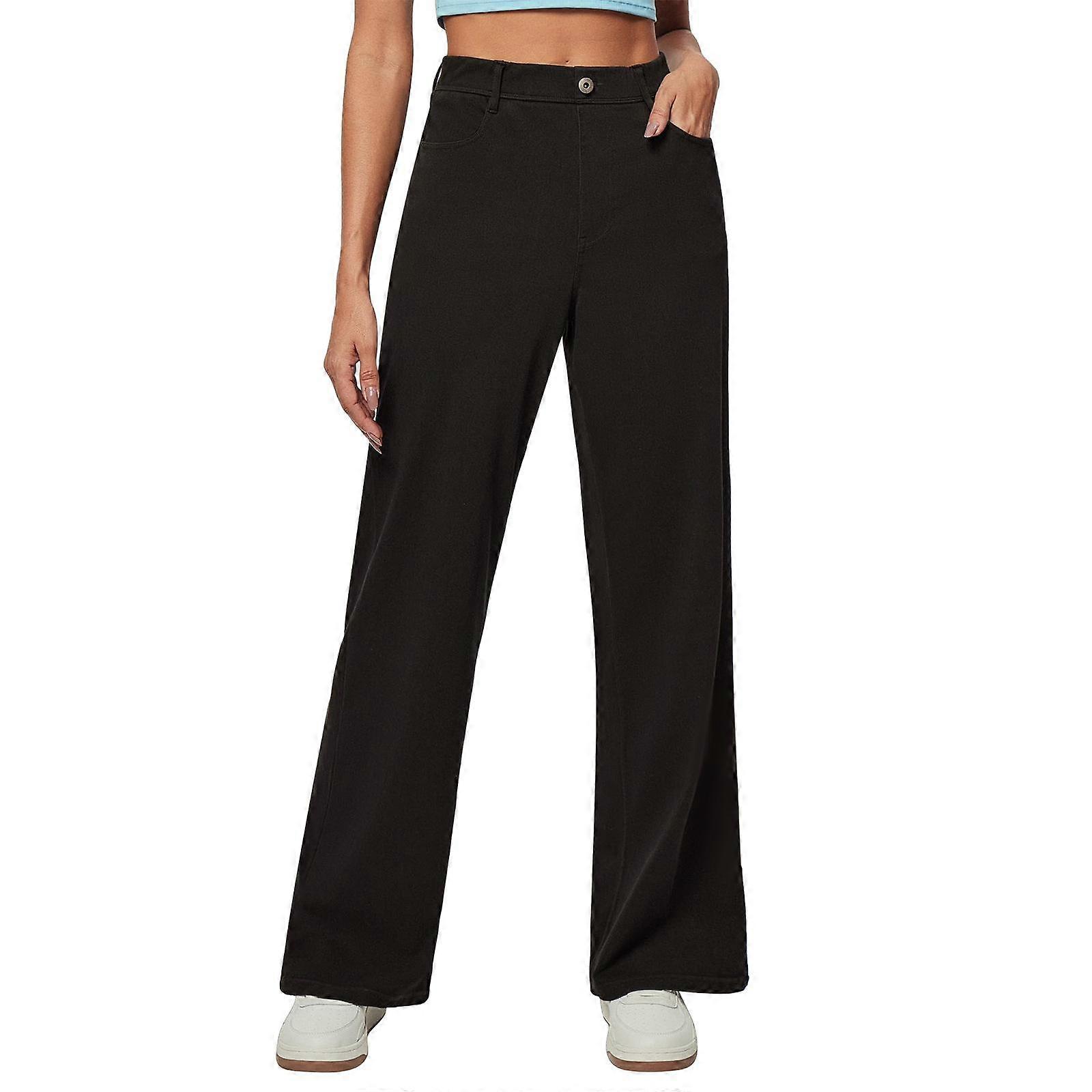 Women's Jeans High Waist Casual Solid Color Stretch Button Straight Jeans