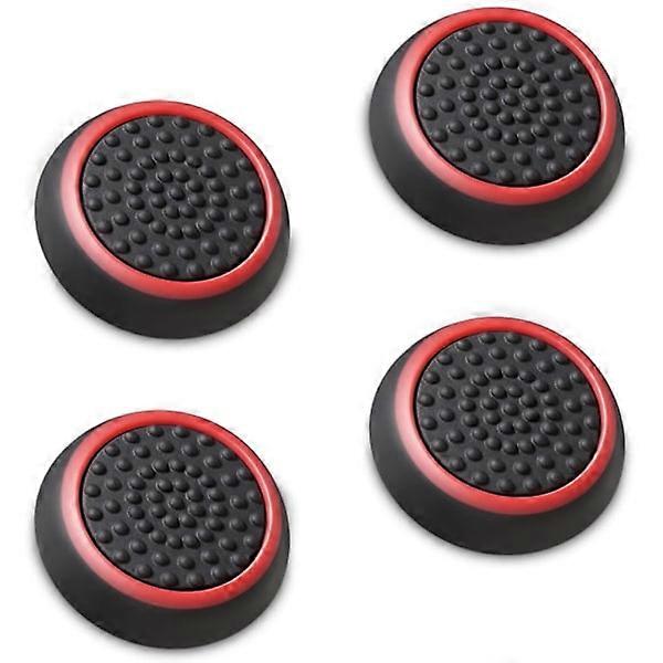 Silicone thumb grip analog control grip (4-pack/2 pairs, black/red), suitable for use with PS5/PS4/PS3/PS2