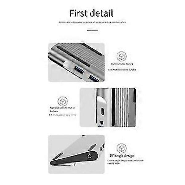 10 in 1 USB 3.0 Hub Docking Station for Type-C VGA 4K Video RJ45 Port Compatible with SD Reader