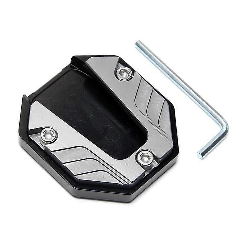 Side Stand For Scooter, Motorcycle, And Bicycle Aluminum Alloy Park Stand Pad Base, Foot Grip Pad, Titanium Finish