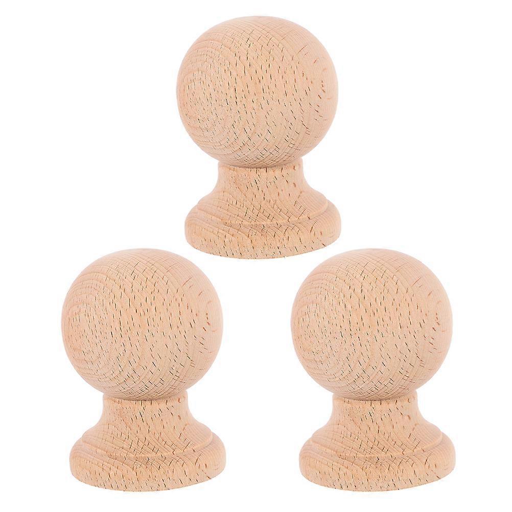 Solid Hardwood Ball Finials Unfinished Post Caps for Staircases, Bed Posts & Curtain Rods – Easy Install, Roman Style Design for Indoor DIY Crafts –
