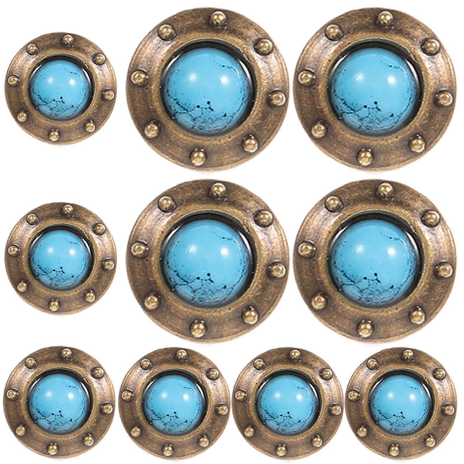 Vintage Style Decorative Buttons Set – 10pcs Retro Rivets & Buckle Ornaments for DIY Crafts, Clothing & Accessories – Smooth Finish