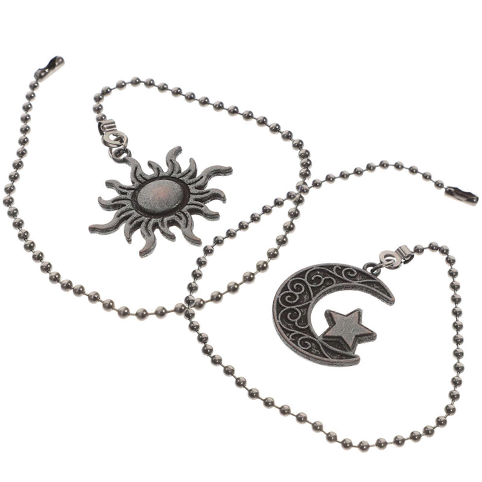 Elegant Vintage Ceiling Fan Pull Chain Extender with Moon and Sun Design for Home Decoration – Retro Style Chain Accessory