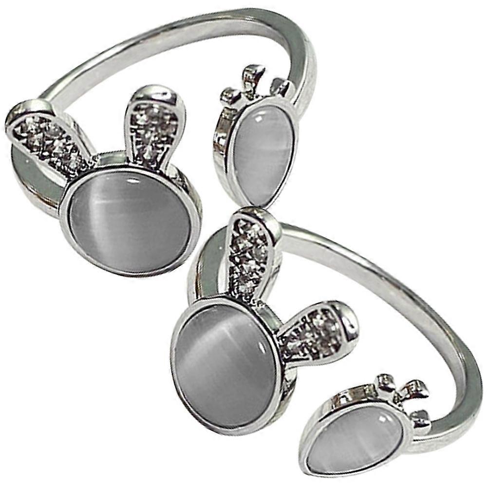 2pcs Women Finger Ring Bunny Carrot Finger Rings Girls Finger Jewelry Adjustable Ring