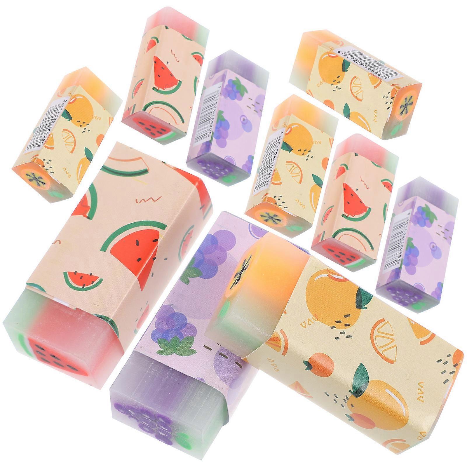 Kawaii Fruit Shaped Erasers for Kids Made of Safe PVC Material Assorted Colors 12 Pieces