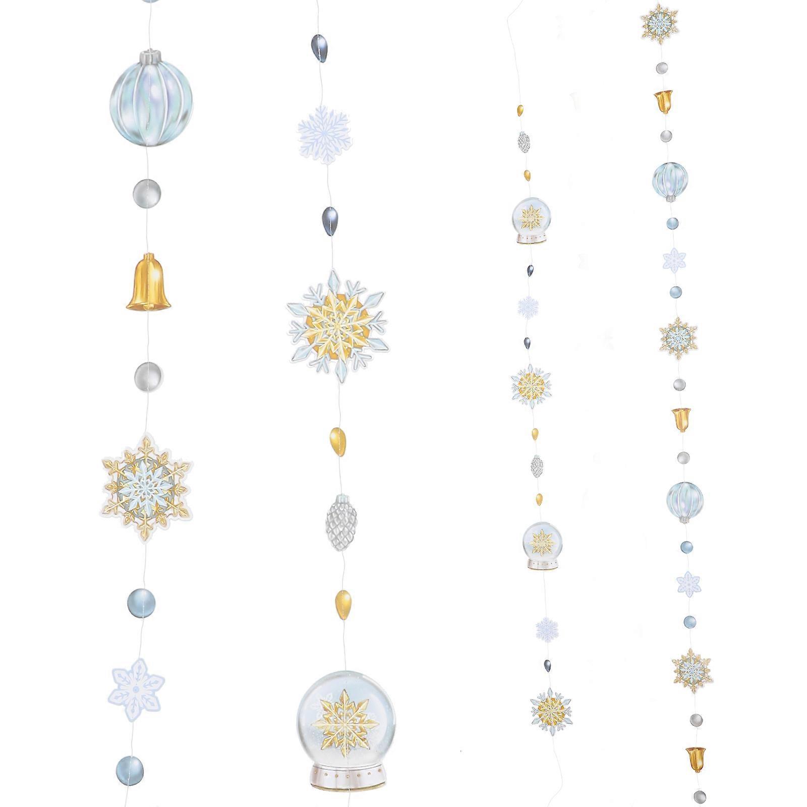 Hanging Decorations Christmas Paper Snowflakes Bell Garland Assorted Color 11.5X11.5CM For Home And Party 4Pcs