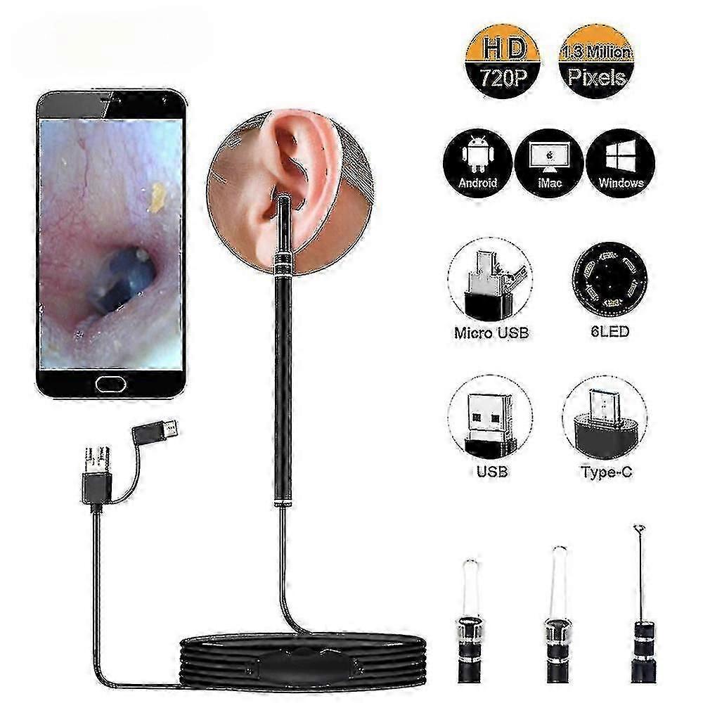 Kit visivo per la rimozione del cerume con mini fotocamera e cucchiai per uso medico