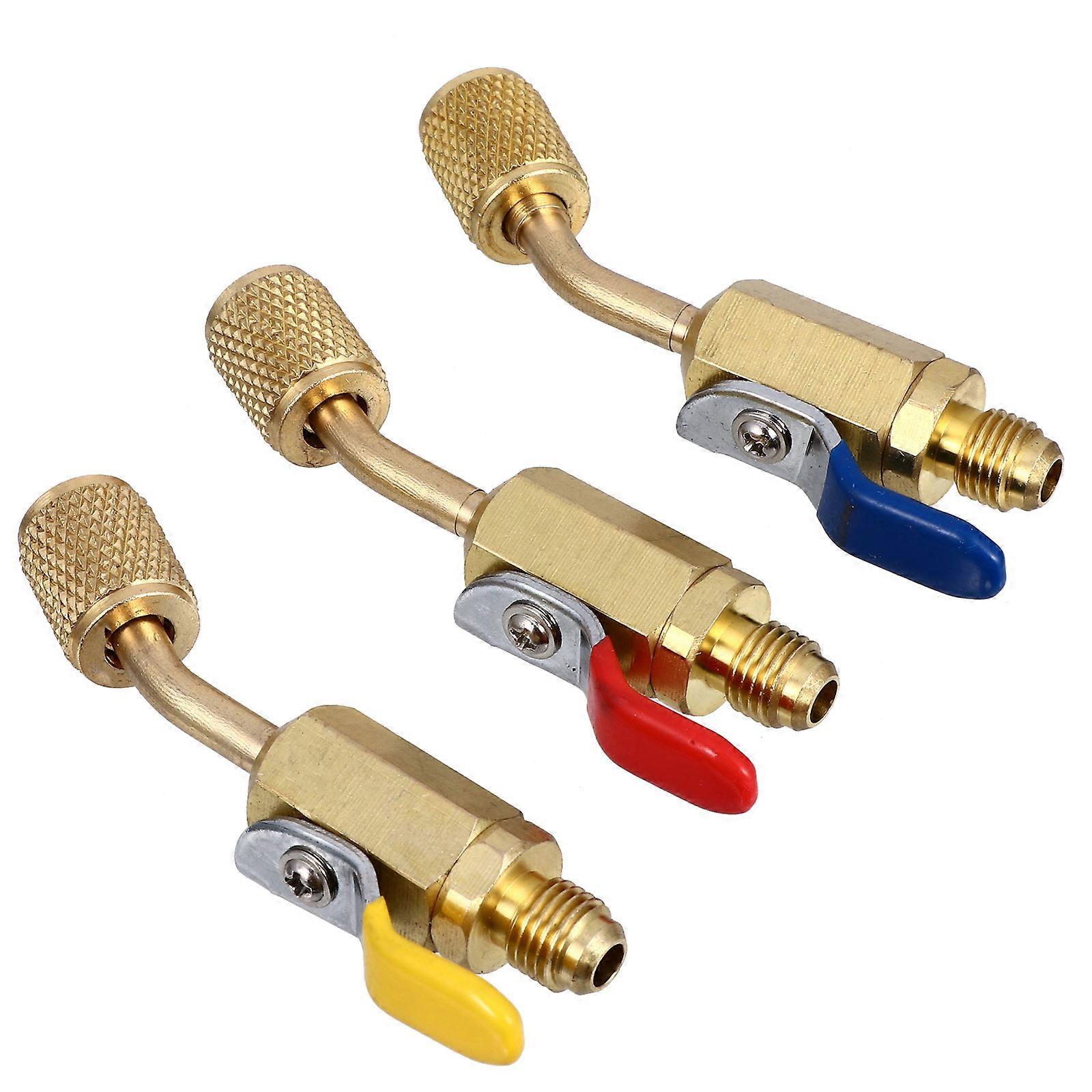 Angled Refrigerant Adapters Charging and Recovery Operations DIY Mechanics Leak Prevention 3Pcs