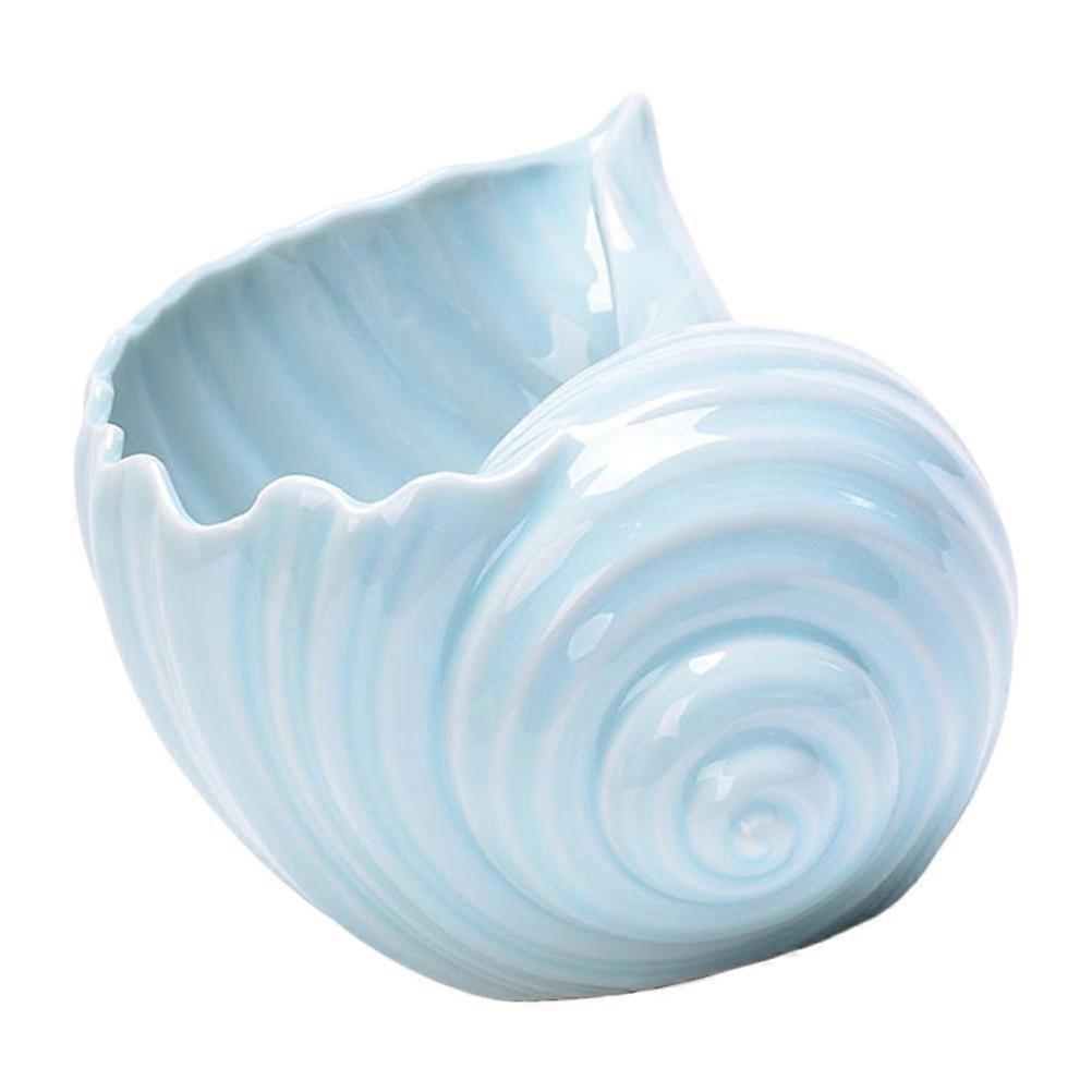 Creative Blue Ceramic Shell-Shaped Flower Pot for Decor Indoor Outdoor Use 1pc