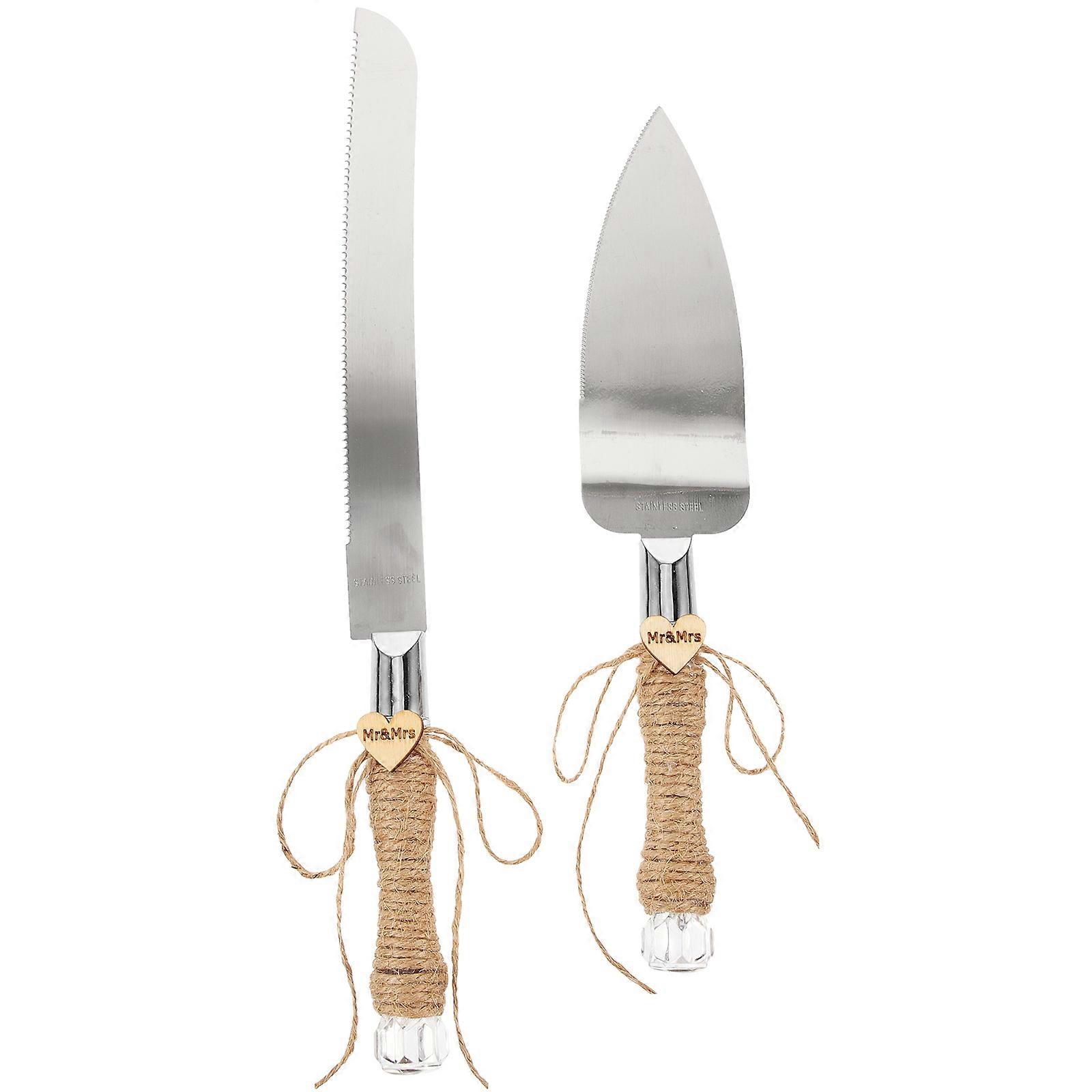 Wedding Cake Tools Cake Weddings Silver Flat 20.4X2.4CM Cutting Cake 2Pcs