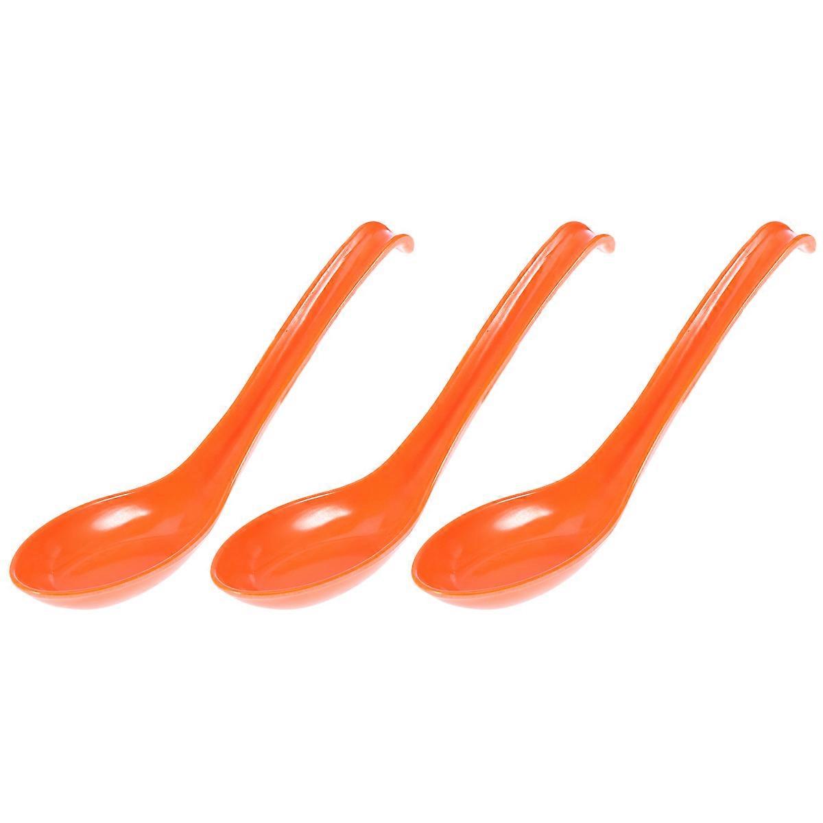 Long Handle Soup Spoons for Kitchen Use Orange Color 12pcs