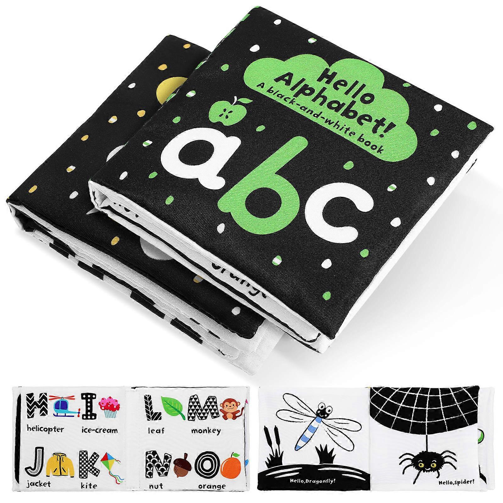 2pcs Cloth Books High Contrast Educational Sensory Learning for Boys and Girls Safe Interactive Parent Play Washable Soft Material
