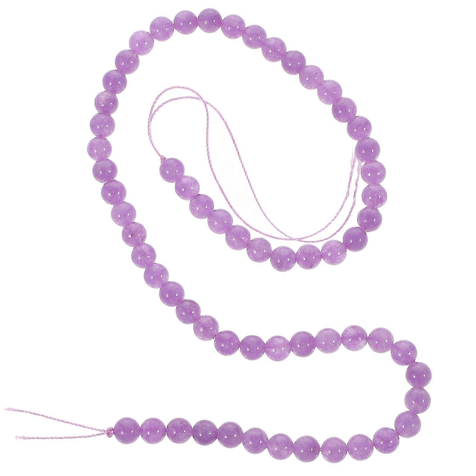 Purple Chalcedony Beads for DIY Crafts Smooth Natural Stone Round Beads for Jewelry Making 7.9 Inches