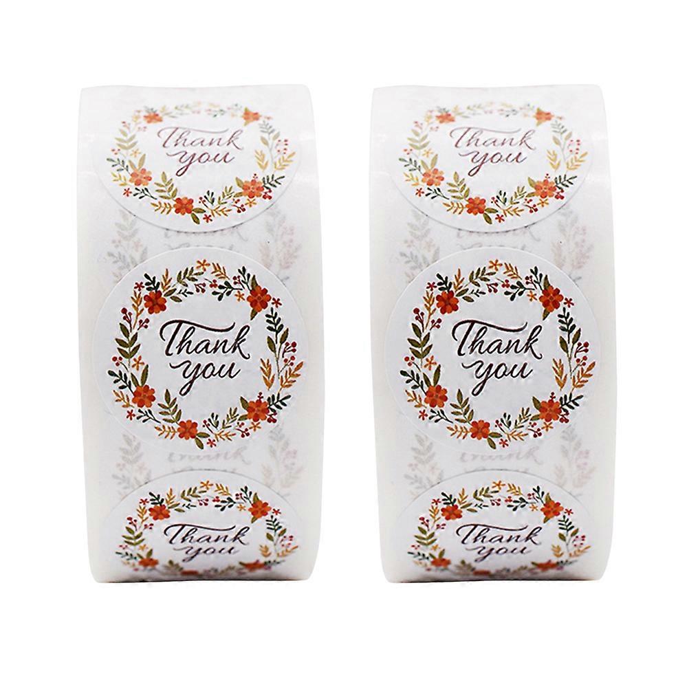 Decorative Thank You Stickers 2 Rolls Sealing Decals for Greeting and Wrapping Multi Color