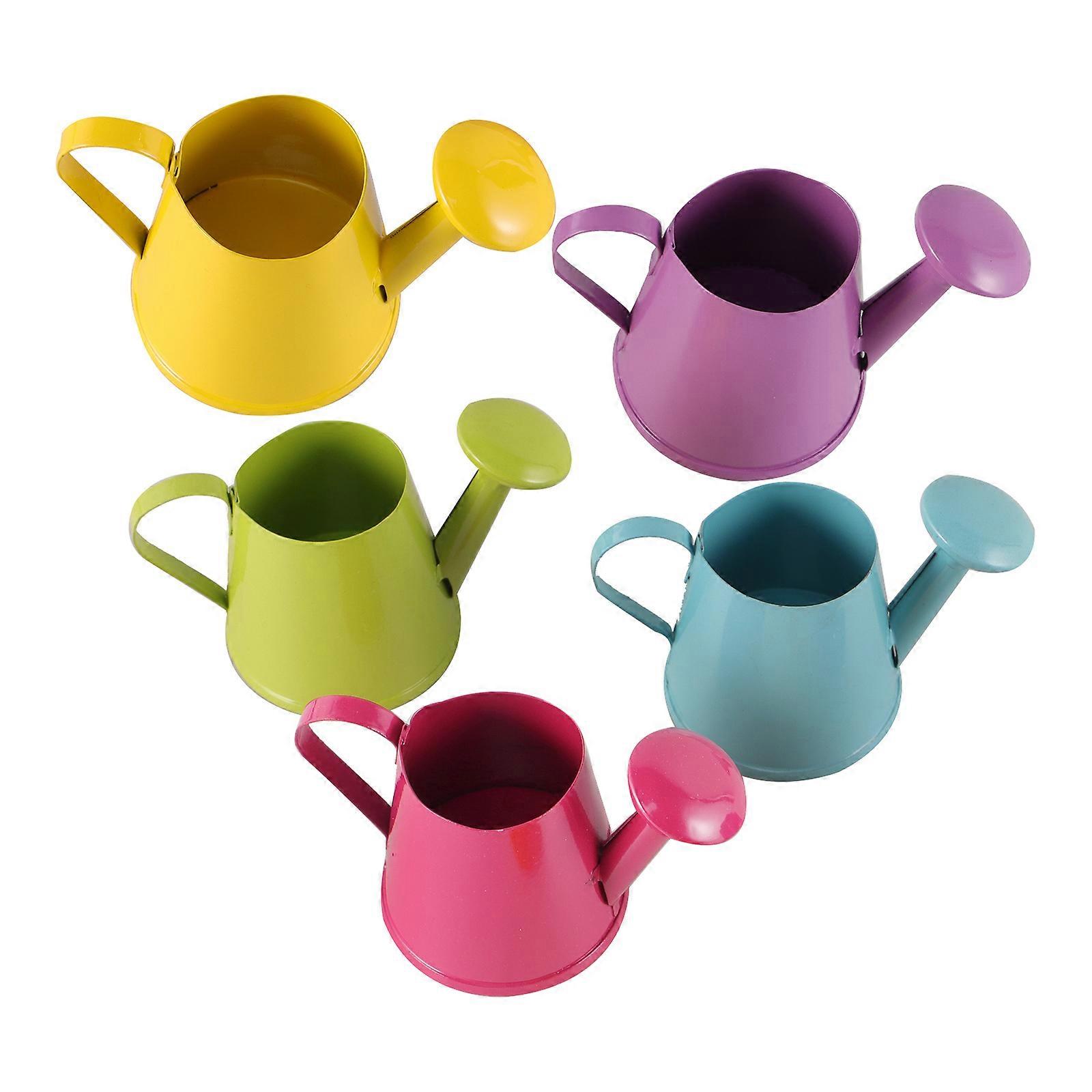 Kids Mini Watering Can Set of 5 for Gardening Assorted Color Iron Sheet Lightweight Compact