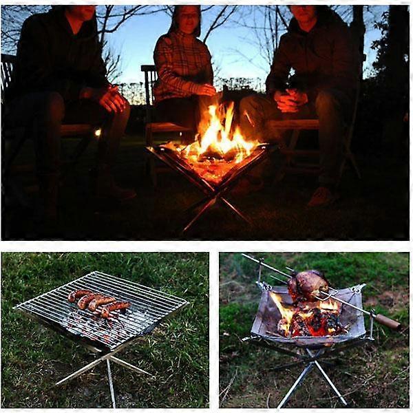 Portable Shrinkable BBQ Rack Outdoor Stand Portable Fire Rack Folding Table Stainless Steel BBQ Point Charcoal Burning Stove
