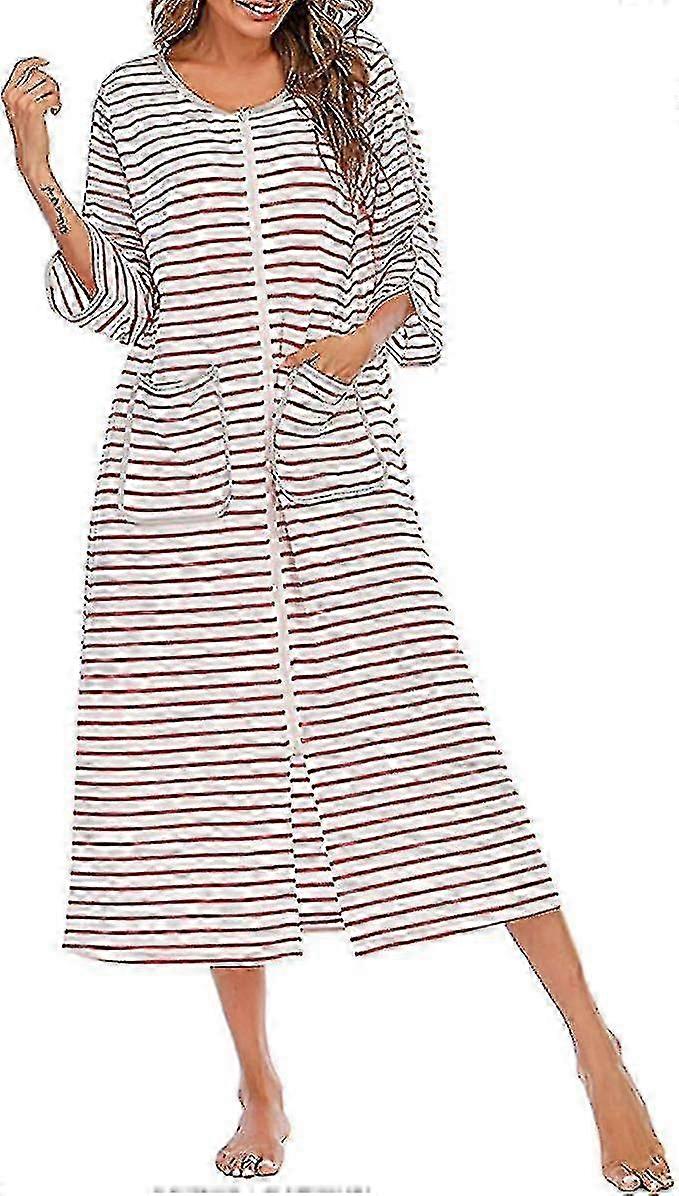 Women's zip-up robe with pockets for lounging at home