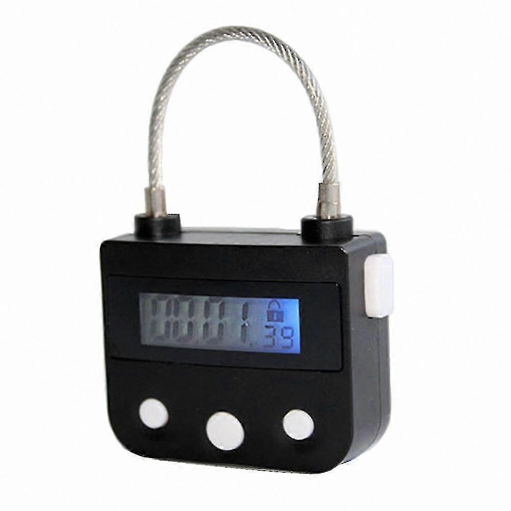 Rechargeable Electronic Timer Lock with LCD Display and Multi-Function Padlock in Black