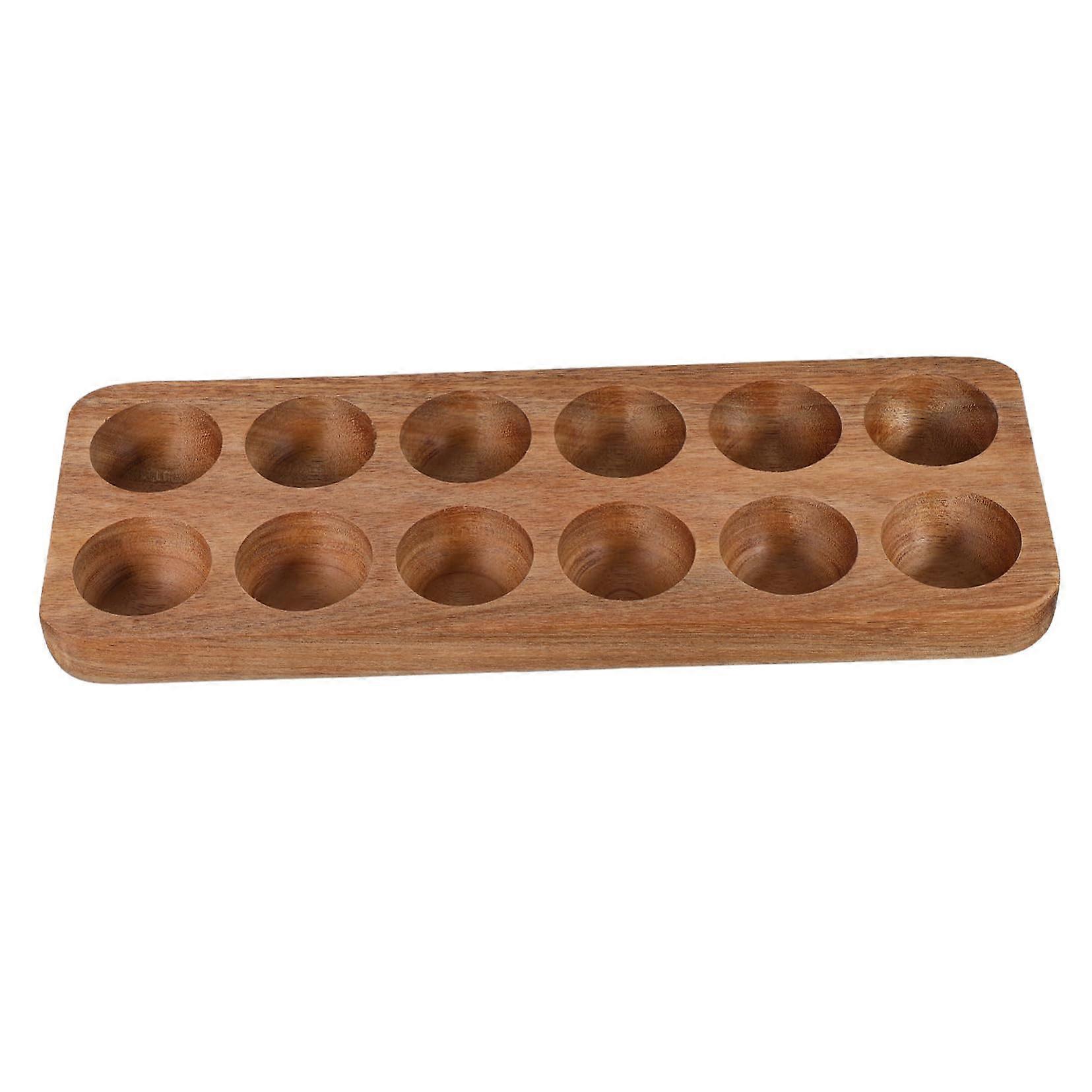 Storage tray made of acacia wood with 12 storage holders for worktop and refrigerator, Size: Small, Functionality: Organization system