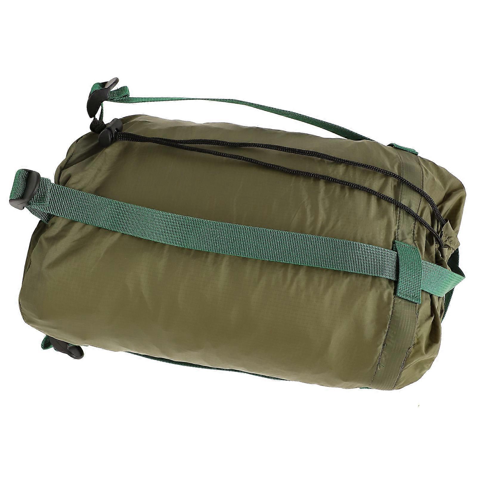 Olive Green Nylon Compression Bag for Camping Hiking with Tidy Stitching and Reinforced Straps 20x46cm