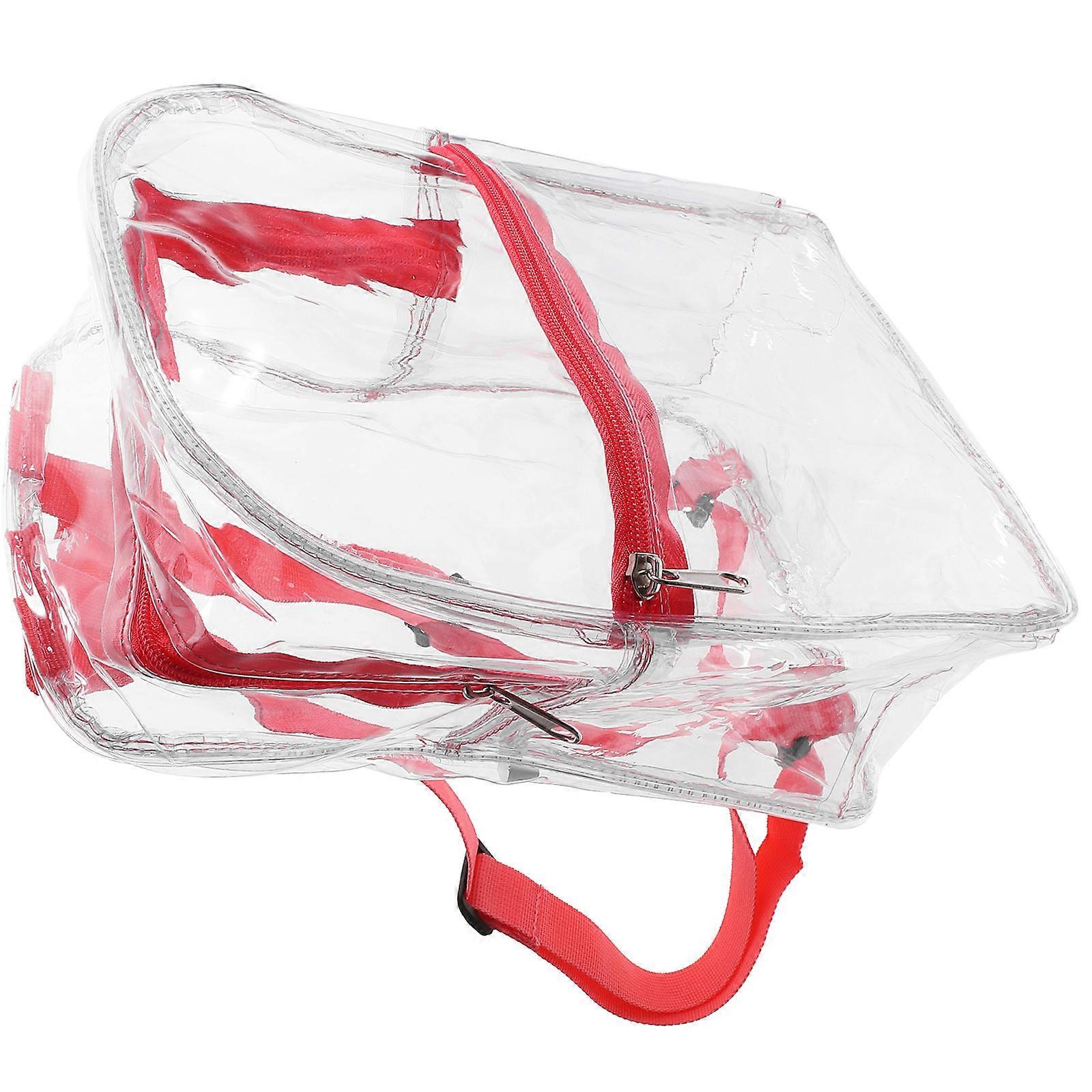 حقيبة ظهر شفافة للبنات حقيبة شفافة وردية للشاطئ والمطار 30X22.5X10 سم تصميم لطيف 1 مجموعة