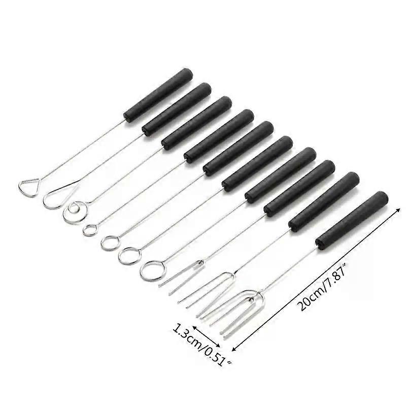 10Pcs Chocolate Dipping Fork Set Durable Handmade Stainless Steel Forks Bakeware