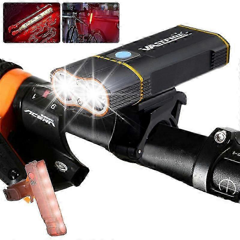Waterproof Front Bike Light Usb Rechargeable Bicycle Lamp 4 Modes Front Handlebar Cycling Light With Red Warning Taillight 2025