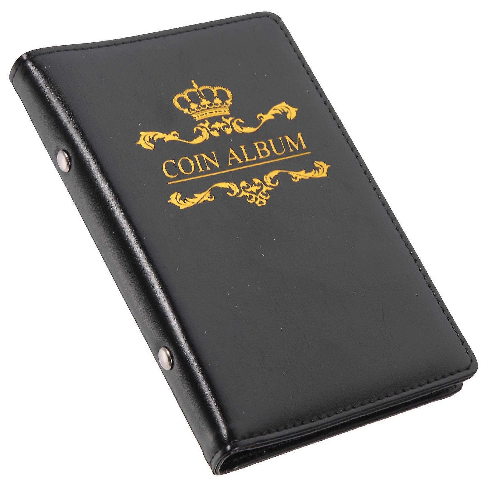 Black Coin Collection Book with PU Cover for Storage Decorative and Coin Organizer