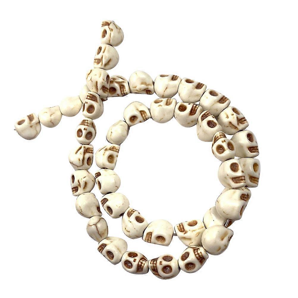 DIY Craft Beads Set For Jewelry Making Necklace And Bracelet With Skull Shaped Charms In Beige Color For Girls And Women 2 Sets
