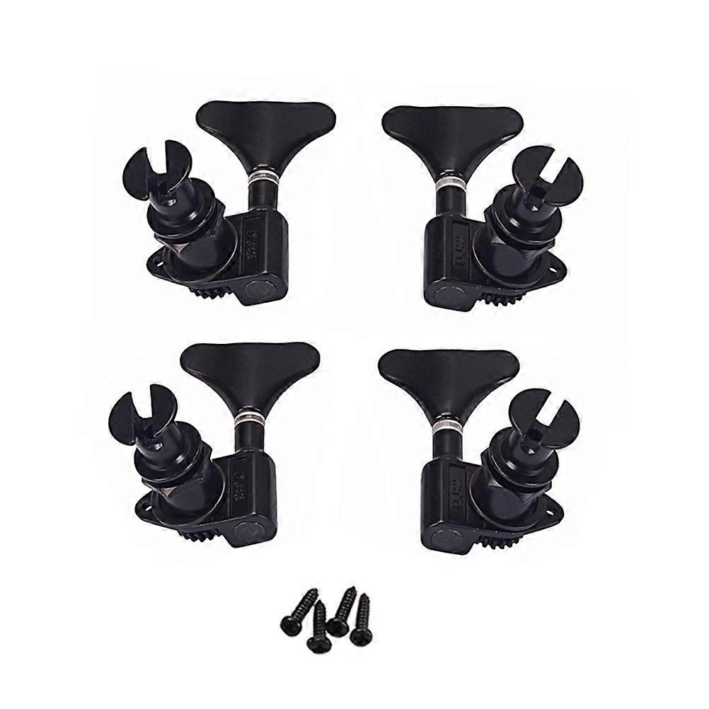 Bass Ukulele Tuning Pegs Set for Instrument Maintenance with 1 Set of Black Nickel Machine Heads and Mounting Screws