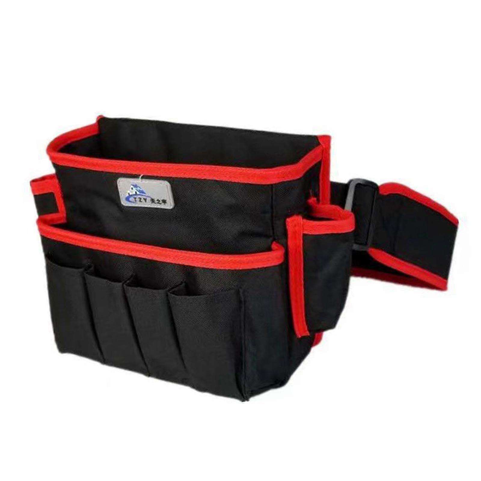 Portable tool bag with compartments, holder for technicians and craftsmen, red