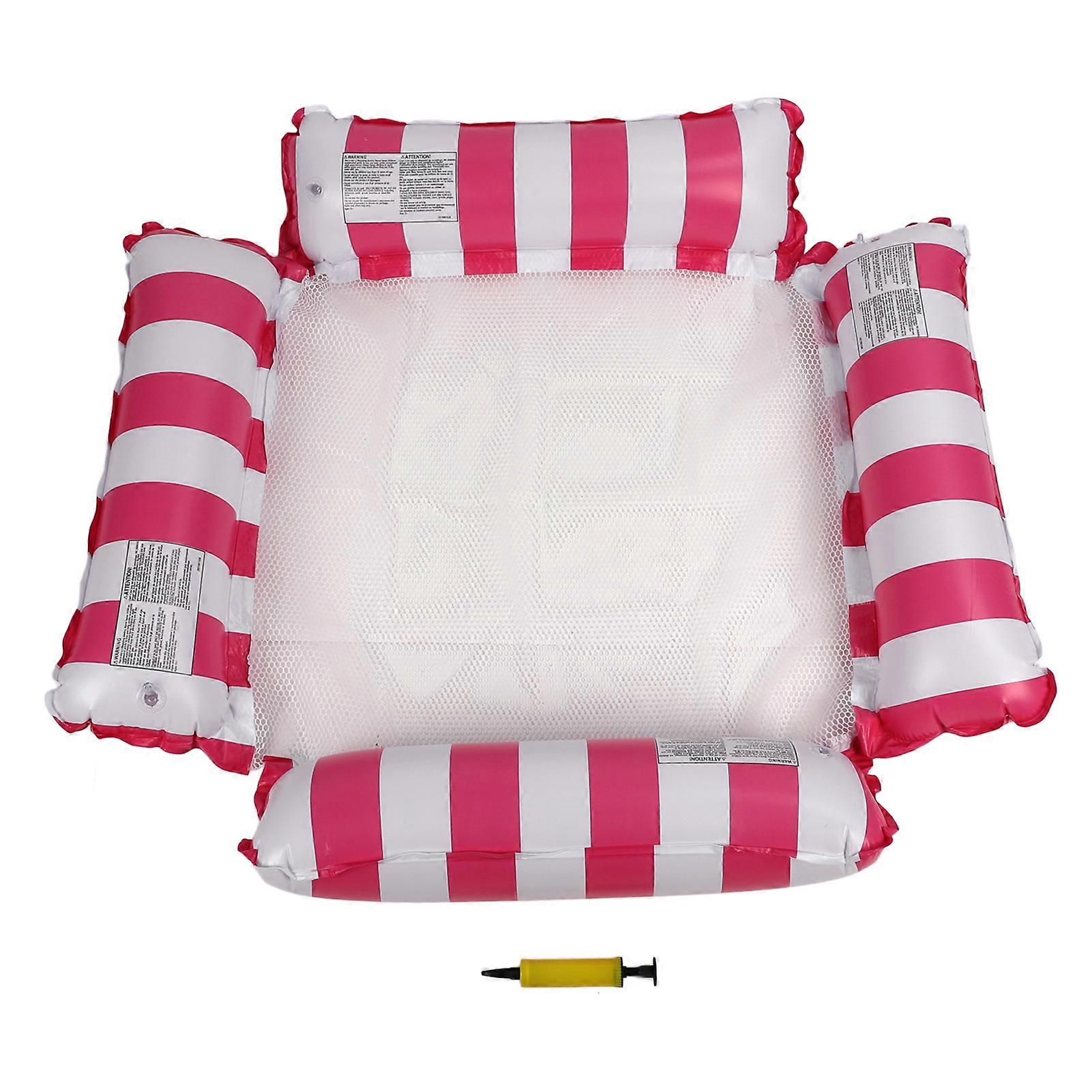 Inflatable Mesh Hammock Foldable Float 4 Tubes Water Hammock for Swimming Pool Beach Party Stripe