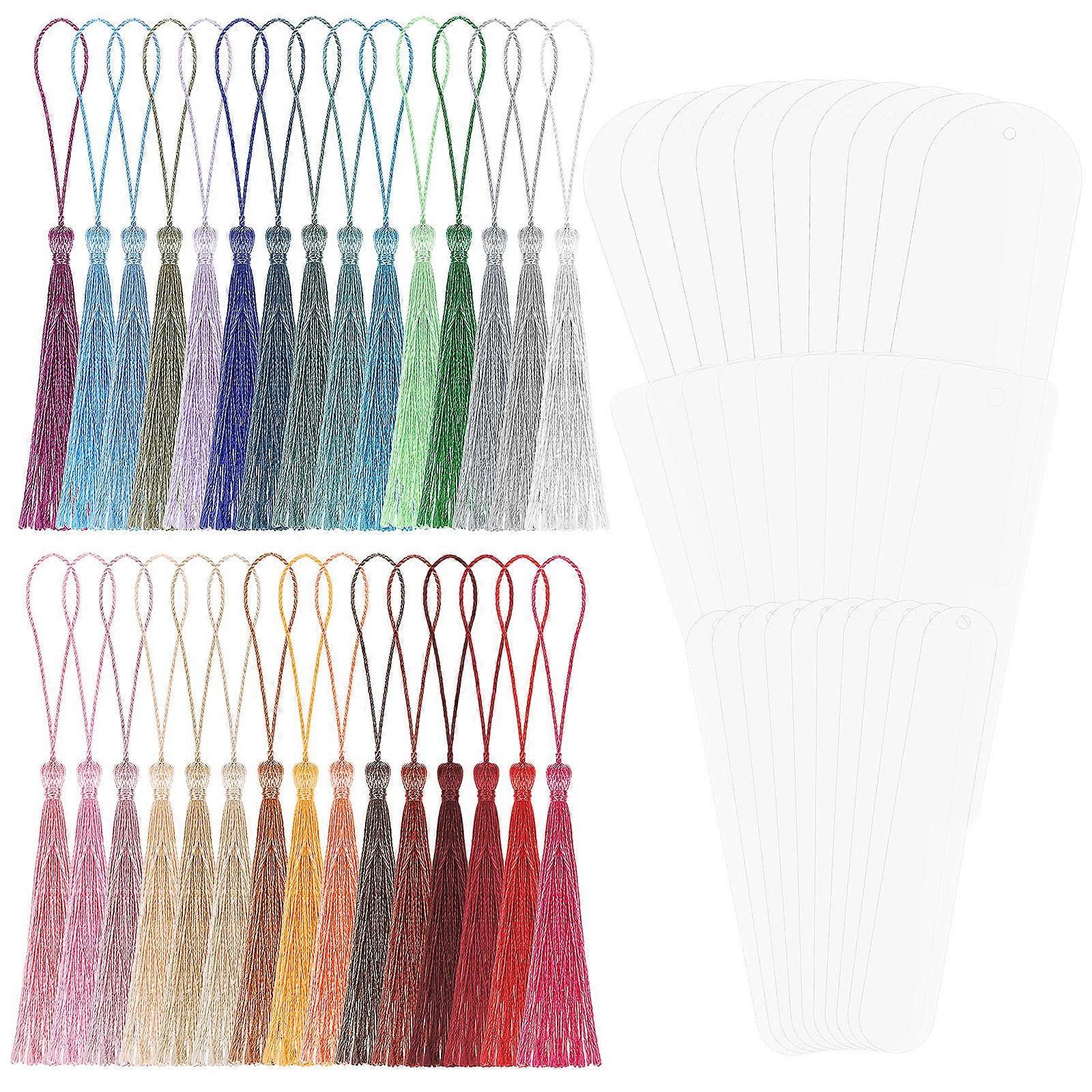 Clear Acrylic Bookmarks with Colorful Tassels – Unfinished Semi Oval DIY Crafts for Reading, School, and Office Use