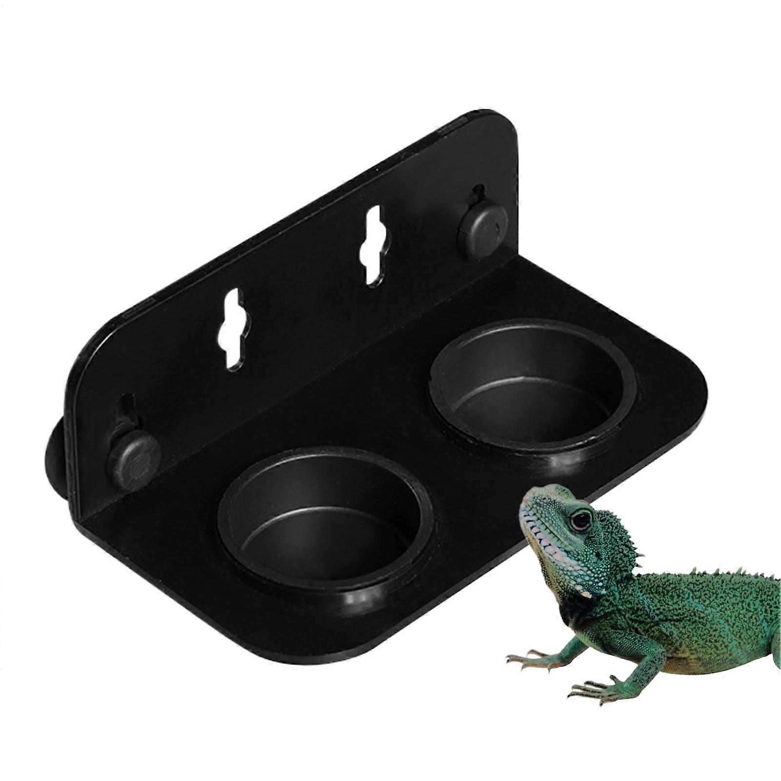 Double Bowl for Reptile Feeding | Gecko Feeding Dish with Suction Cup, Lightweight Frog and Leopard Gecko Bowl