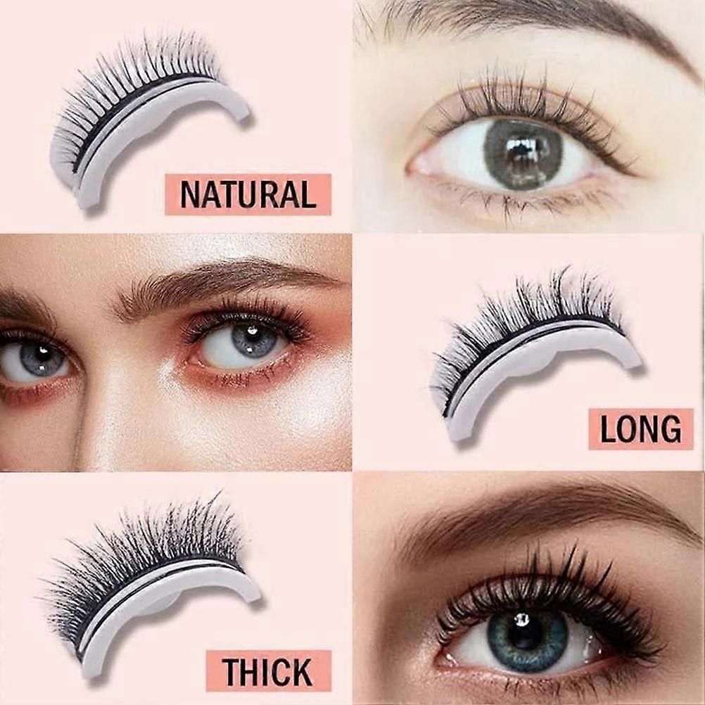 Reusable Waterproof Self Adhesive False Eyelashes Black Fiber