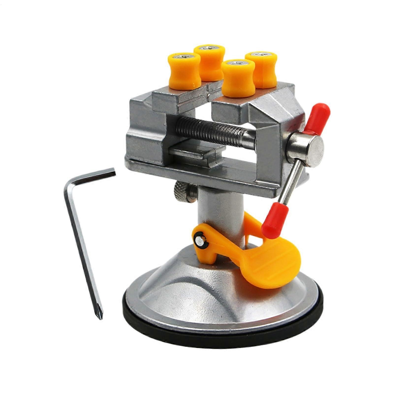 Vise 360 Degree Suction Base Small Drill Press Vise Aluminum Table Clamp Suction Cup For Woodworking Silver