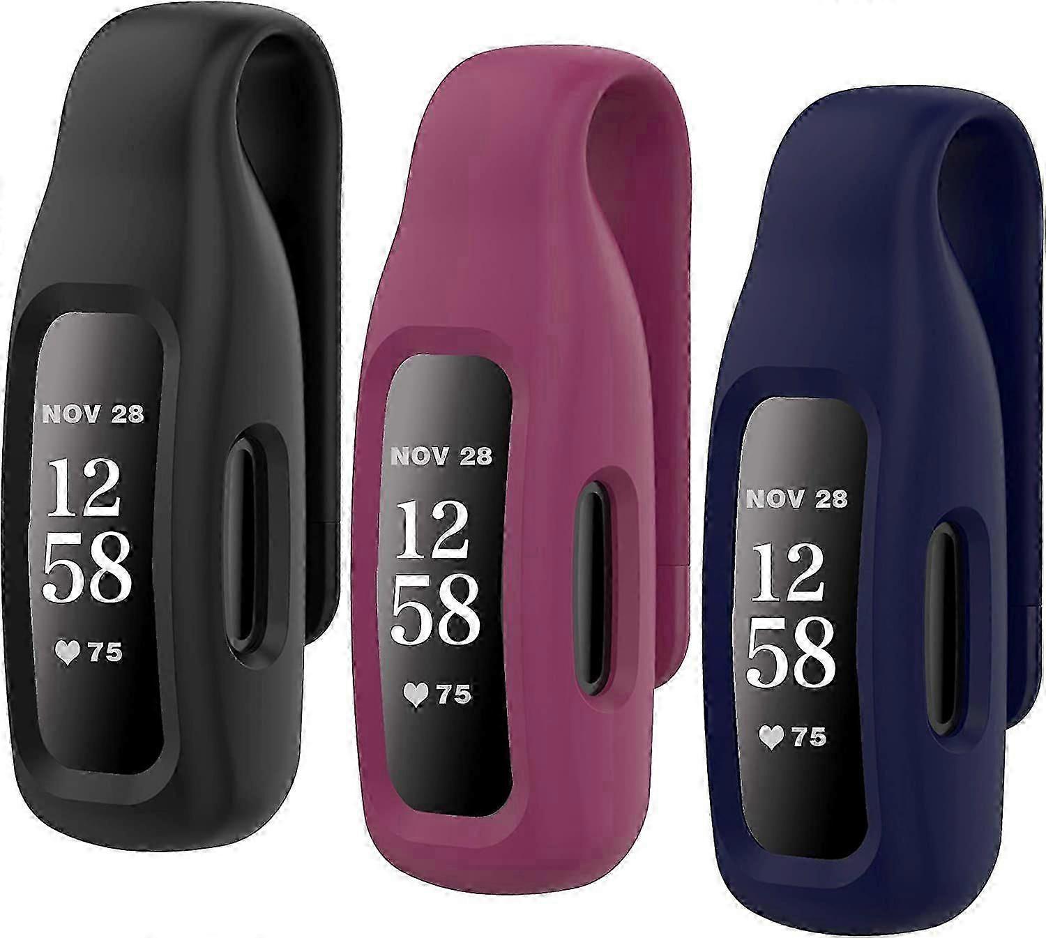 3-Pack Clips Replacement for Fitbit Inspire 2, Soft Comfortable Silicone Clip 360Protection Holder Accessory Compatible with Fibit Inspire 2