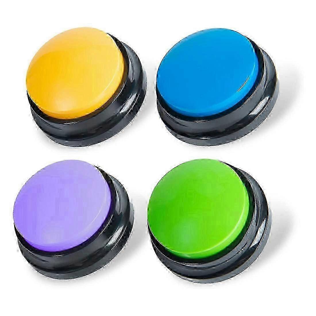 Recordable Dog Training Buttons for Pet Communication - Set of 4 Buzzer Devices for Effective Training and Behavior Reinforcement