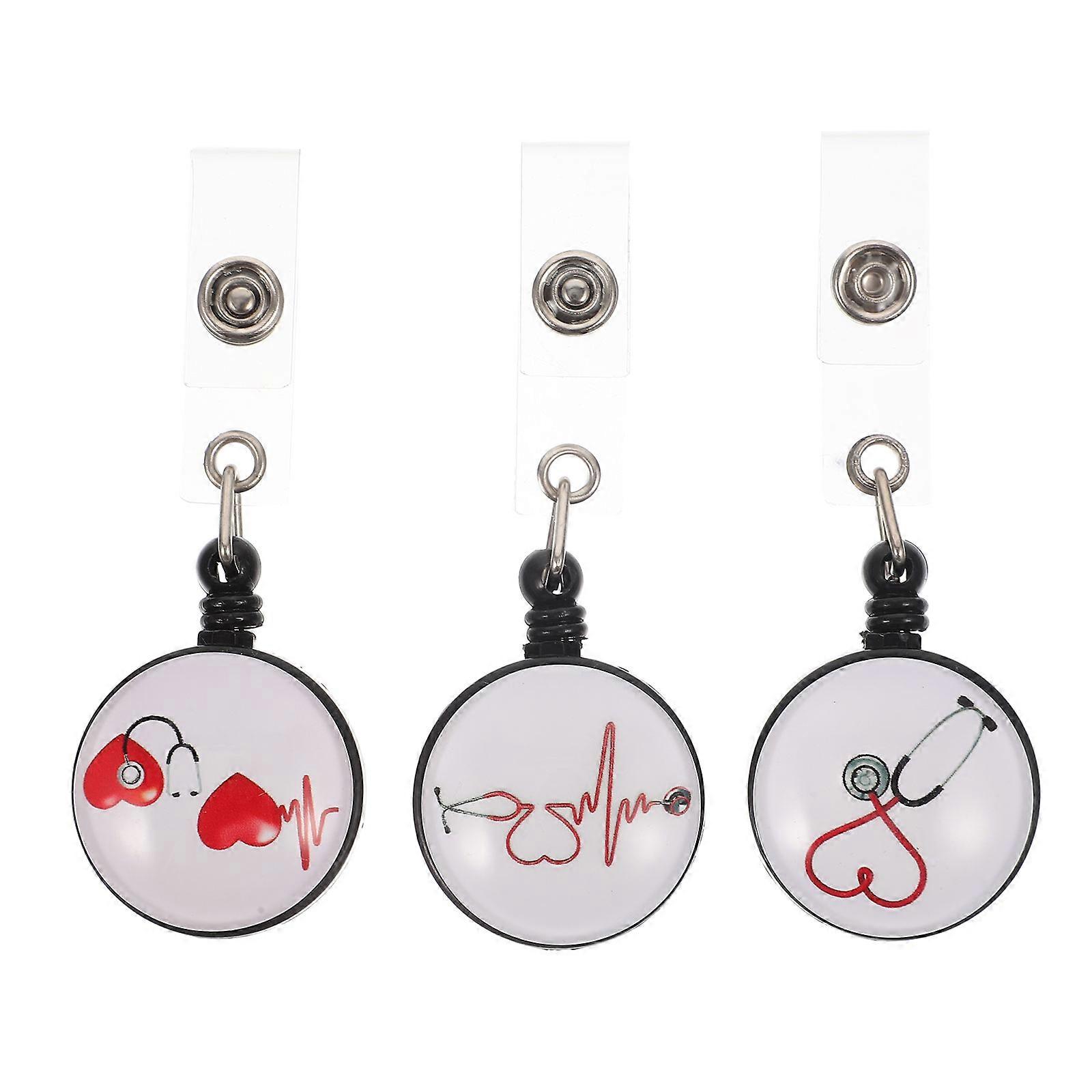 Badge Reels Id Badge Holders for Students Made of Abs Material Multi Color with 3Pcs