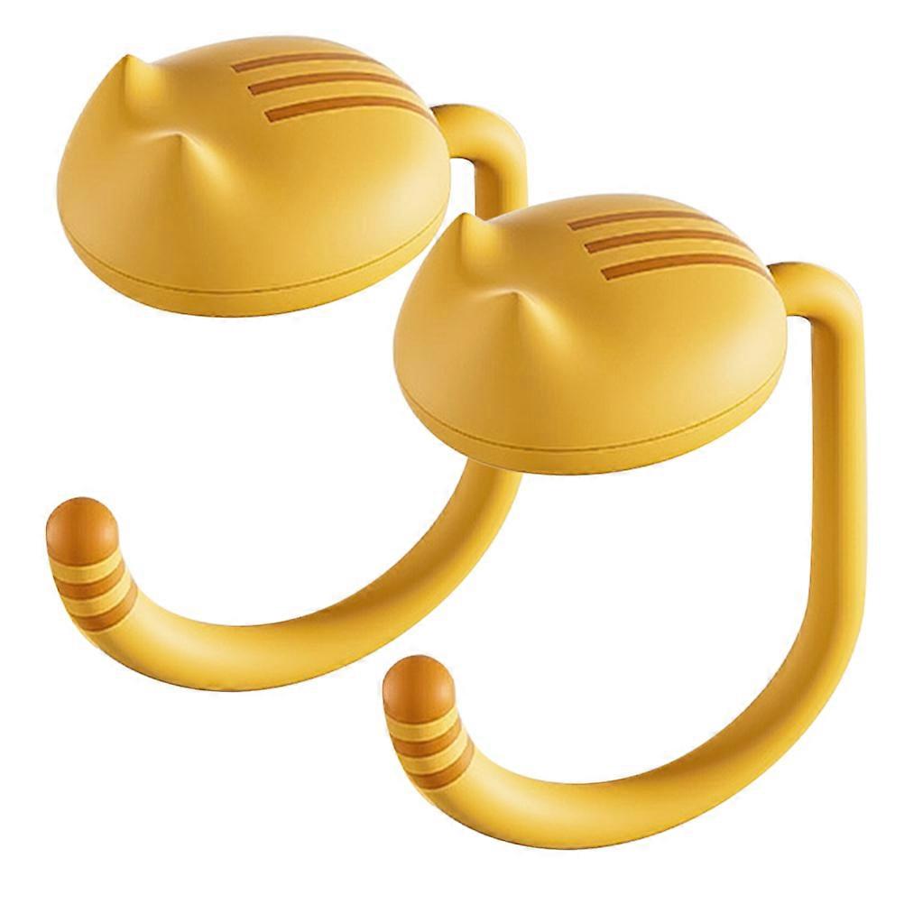 Yellow Desk Bag Hook for Home Use PP Material Spacesaving Design Easy Installation Versatile Use 2pcs