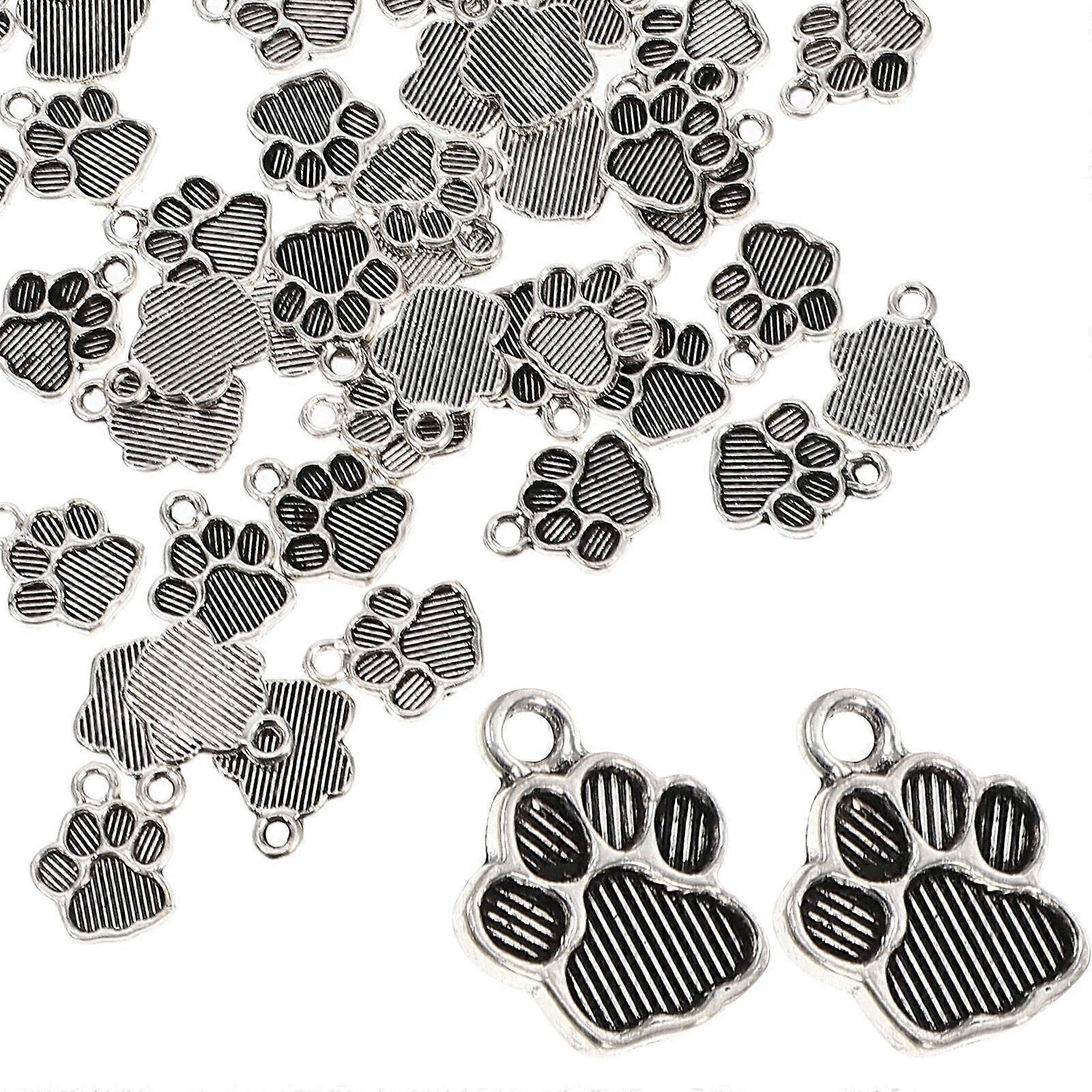 Dog Paw Charms Jewelry Making Pendants for DIY Necklaces Bracelets Keychains Vintage Cute Design Crafting Accessories 100pcs