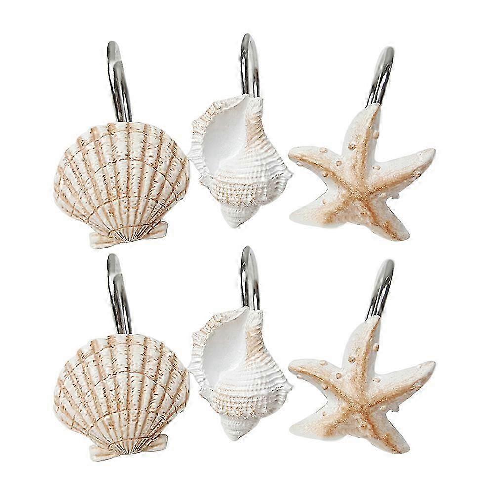 Stylish Shower Hooks with Conch Details, Functional and Aesthetic, Easy Setup